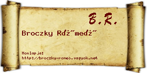 Broczky Rómeó névjegykártya